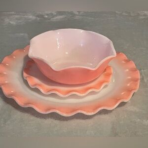 Hazel Atlas Pink Crinoline Set Vintage 1940s